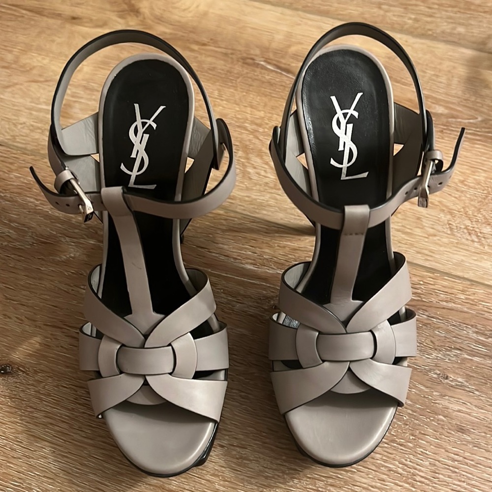 Authentic Brand New 36.5 YSL OYSTER grey TRIBUTE PUMPS